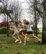 Belinda Norton Smith running with two children